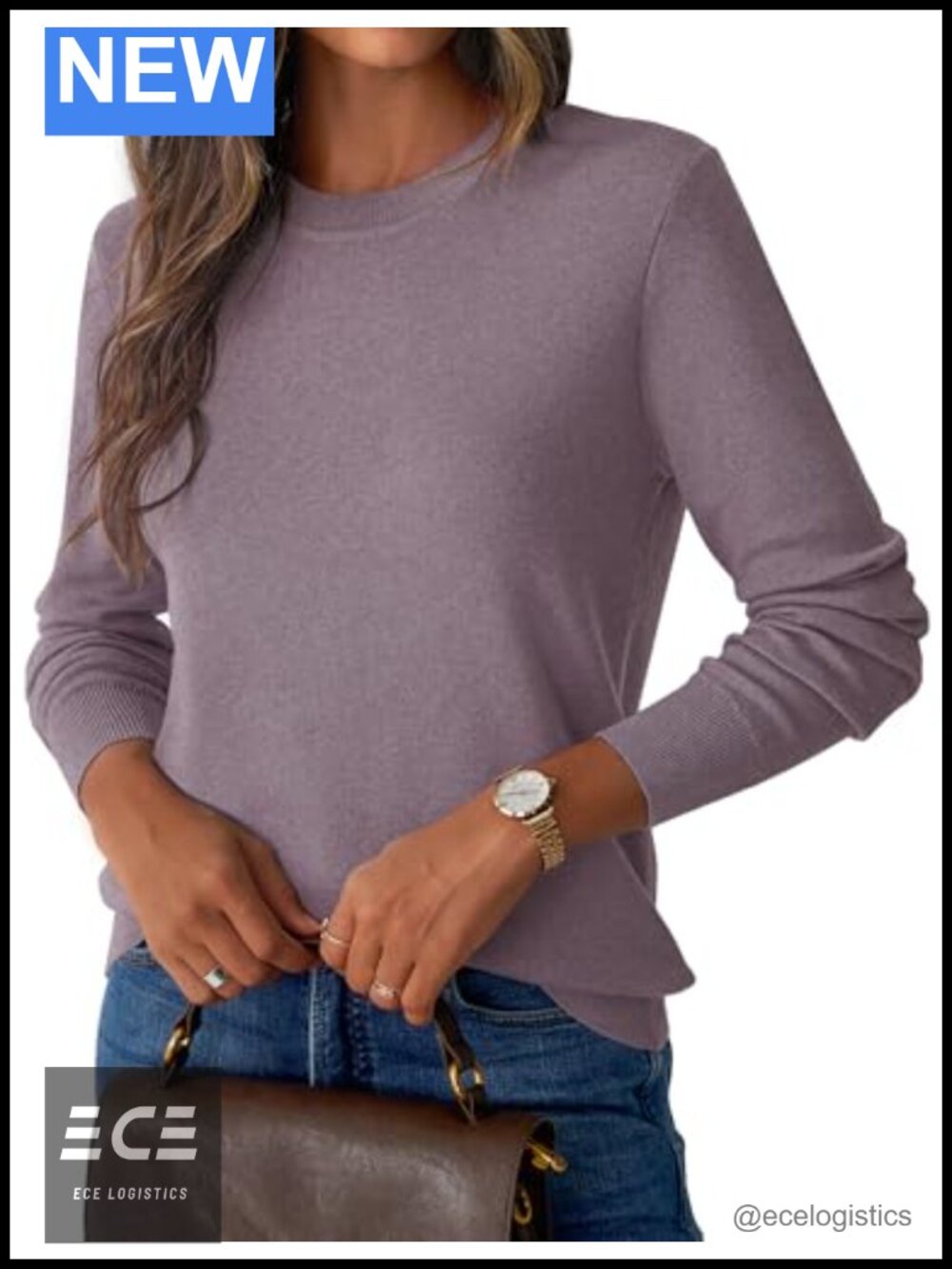 Womens Lightweight Crew Neck Pullover Sweater Business Casual Fall Layering